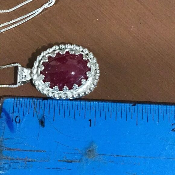 Necklace, Ruby and Sterling Silver Pendant, Handmade, Artisan, 18", NEW - Picture 5 of 5